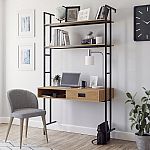 Sauder - New Hyde Wall Mounted Desk - Serene Walnut $66