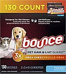 3 x 130-Ct Bounce Pet Hair and Lint Guard Mega Dryer Sheets $19 and more