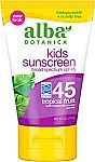 4 Oz Alba Botanica SPF 45 Kids Sunscreen $2.88