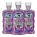 3-Ct ACT Kids Anticavity Fluoride Rinse Groovy Grape 16.9 fl. oz. $7.77