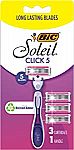 BIC Soleil Click 5 Women's 5-Blade Disposable Razor, 1 Handle and 3 Cartridges $2.45