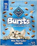 Blue Buffalo Bursts Crunchy Cat Treats, Chicken 5-oz Bag $1.89