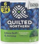 Quilted Northern Ultra Soft & Strong Toilet Paper  6 Mega Rolls $4.69