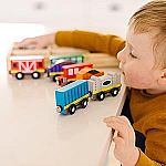 8-Piece Melissa & Doug Magnetic Wooden Train Cars Set $12.74