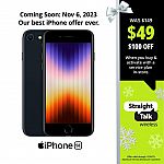 (Starting 11/6) Straight Talk Apple iPhone SE (3rd Gen) $49.99 + Activation