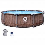 Avenli 10' x 30" Wood Pattern Premium Round Fiberglass Frame Above Ground Pool with Accessories $98