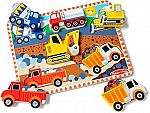 6-Piece Melissa & Doug Construction Vehicles Wooden Chunky Puzzle $5