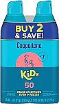 2-Pack Coppertone Kids SPF 50 Sunscreen Spray $7.99