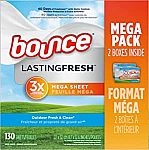3 x 130-Ct Bounce WrinkleGuard Mega Fabric Softener Dryer Sheets $13