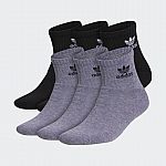 6-Pairs adidas Men's or Women's Athletic Quarter / Crew / No-Show Socks $9