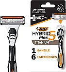 BIC Flex 5 Hybrid Disposable Razors for Men, 1 Handle and 6 Cartridges $7.50