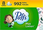 Puffs Plus Lotion Facial Tissues, 8 Boxes, 124 Tissues/Box 4 for $36.26