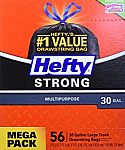 56-Count of 30 Gallon Hefty Strong Large Black Trash Bags $12.74