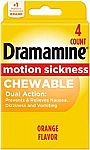 4 Count Dramamine Motion Sickness Relief Chewable Tablets $1.50 and more