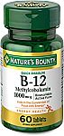60-Count Nature's Bounty Vitamin B12 Tablets $1.79