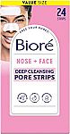 24 Count Biore Nose+Face Blackhead Remover Pore Strips (12 Nose + 12 Face) $6.40
