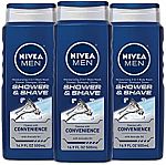 3-pack Nivea Men Shower & Shave Body Wash, Shower, Shave and Shampoo With Moisture, 16.9 fl. oz $5.50