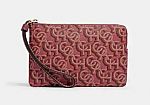 Coach Corner Zip Wristlet With Coach Monogram Print $22