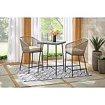 Haymont 3-Piece Steel Wicker Outdoor Patio Bistro Set with Beige Cushions $199