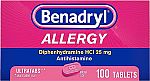 100-Ct Benadryl Ultratabs Antihistamine Allergy Relief Medicine $5.78