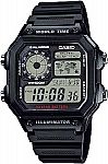 Casio Men's AE1200WH-1A Black Analog Digital Multi-Function Watch $14