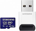 128GB SAMSUNG PRO Plus microSD Memory Card + Reader MB-MD128SB/AM $13