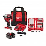 Milwaukee 2850-21XC M18 18V 1/4" Cordless Brushless Impact Driver Kit w/ Bit Set $75
