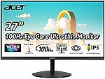 Acer SB272U Ebiip 27" WQHD Gaming Monitor $109.99