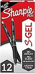 12-Count Sharpie S-Gel Pens Black Ink (Medium 0.7mm) $5.65