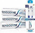 Sensodyne Extra Whitening Toothpaste - 4 Oz x 3 and Soft Toothbrush Pack - 2 Count Bundle $12.30