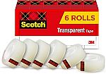 6-pack Scotch Transparent Tape, 3/4 in. x 36 yd $7.90