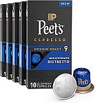 5-Pack 10-Count Peet's Coffee Dark Roast Decaf Espresso Coffee Pods $17