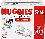 704-Count Huggies Simply Clean Baby Wipes (Unscented) $10.05 YMMV