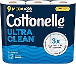 9 Mega Rolls Cottonelle Ultra Clean Toilet Paper $5.50
