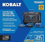 Kobalt 24V Lithium Battery (2Ah + 4Ah) + 24V Kobalt Tool of Choice $79