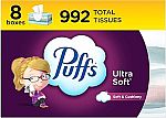 8 pack 124-Ct Puffs Ultra Soft Non-Lotion Facial Tissue $10.82