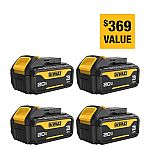 4pack DEWALT 20-Volt 3.0 Ah MAX Lithium-Ion Premium Battery Pack $129