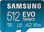 512GB SAMSUNG EVO Micro microSDXC SD-Memory-Card + Adapter $25