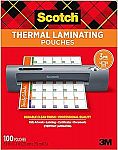 100-Pack Scotch Thermal Laminating Pouches $11 and more