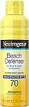 Neutrogena Beach Defense Spray Sunscreen  w/UVA/UVB SPF 70 $6