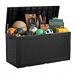 EasyUp 100 Gal. Black Wicker Resin Outdoor Deck Box $49.99