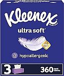 3-Pack 120-Ct Kleenex 3-Layer Facial Tissues (Ultra Soft) $4.49