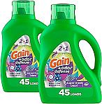 2-Count 65-Oz Gain + Odor Defense Laundry Detergent Liquid Soap $11