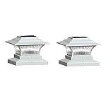 2-Pack Hampton Bay 10 Lumens White Integrated LED Outdoor Solar Post Cap $19.78 or less
