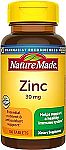 100 Count Nature Made Zinc 30 mg Supplements $1.94