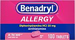 100-Ct Benadryl Allergy Antihistamine Ultratabs 25mg $6.21