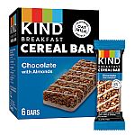 6-Ct KIND Breakfast Cereal Bars (Chocolate w/ Almonds) $3