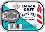 3.75 Oz Beach Cliff Wild Caught Sardines in Soybean Oil $0.87