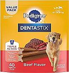 40 Treats PEDIGREE DENTASTIX Large Dog Dental Treats Bones $10.49