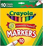 10 Count Crayola Broad Line Markers $1
